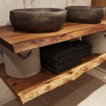 Tampo lavatorio madeira maciça castanheiro